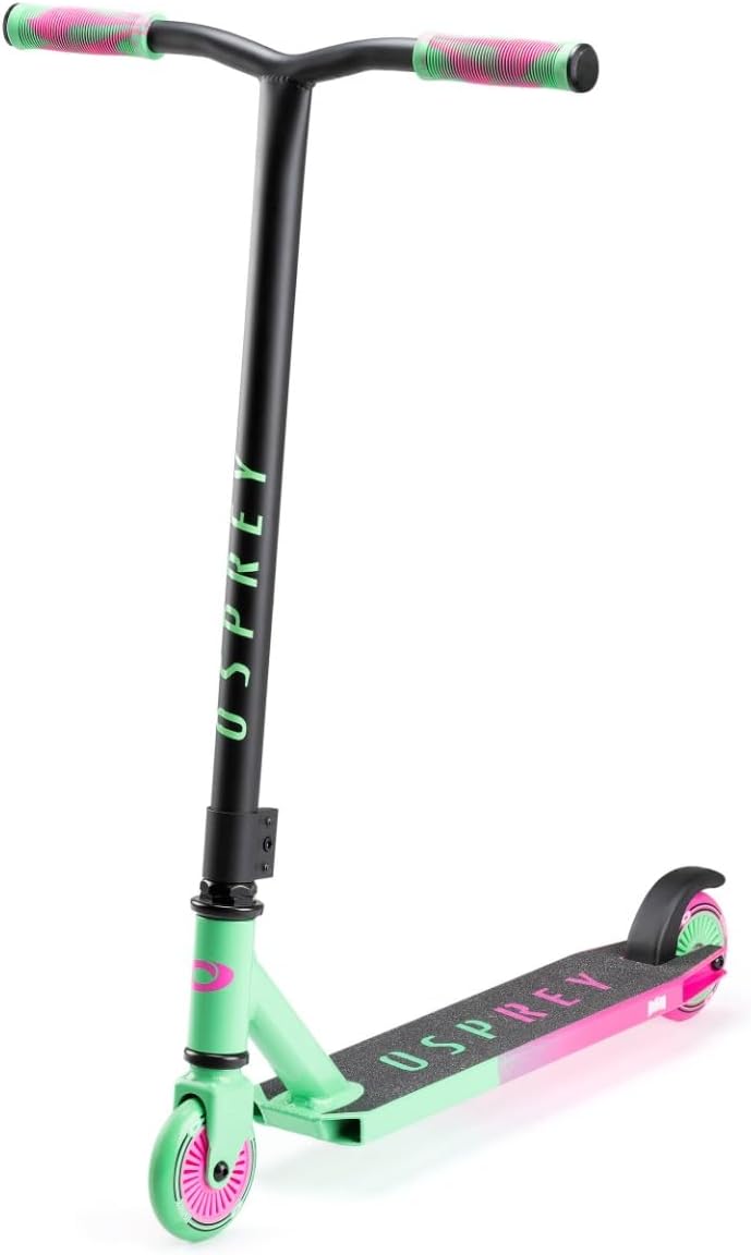 Osprey Stunt Scooter for Kids Ages 8-12, Freestyle Street Pro 360 Spin, Complete Trick With ABEC 5 Bearings - Multiple Colours