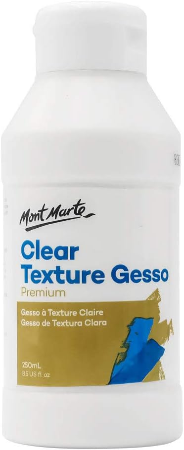 MONT MARTE Premium Clear Texture Gesso 8.4oz (250ml), Suitable for Acrylic Paint, Oil Paint, Colour Pencils, Pastels, Graphite and Charcoal