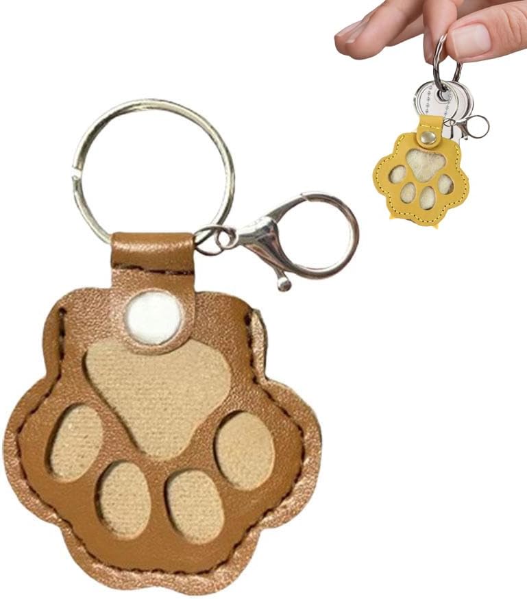 Dog Hair Collector Keychain Charm Memorial Storage Box, Pet Memory Collector,Pet Hair Memorial Keepsake,Pets Fur Keepsake Keyring for Collecting Hair With Snap Button,Pet Memorial Gifts (Brown)
