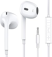 MOSWAG Wired Earbuds with Microphone, 3.5mm Jack in Ear Headphones with Microphone Suitable for Smartphones, Computers, Laptops, IPads, MP3 Players, Etc