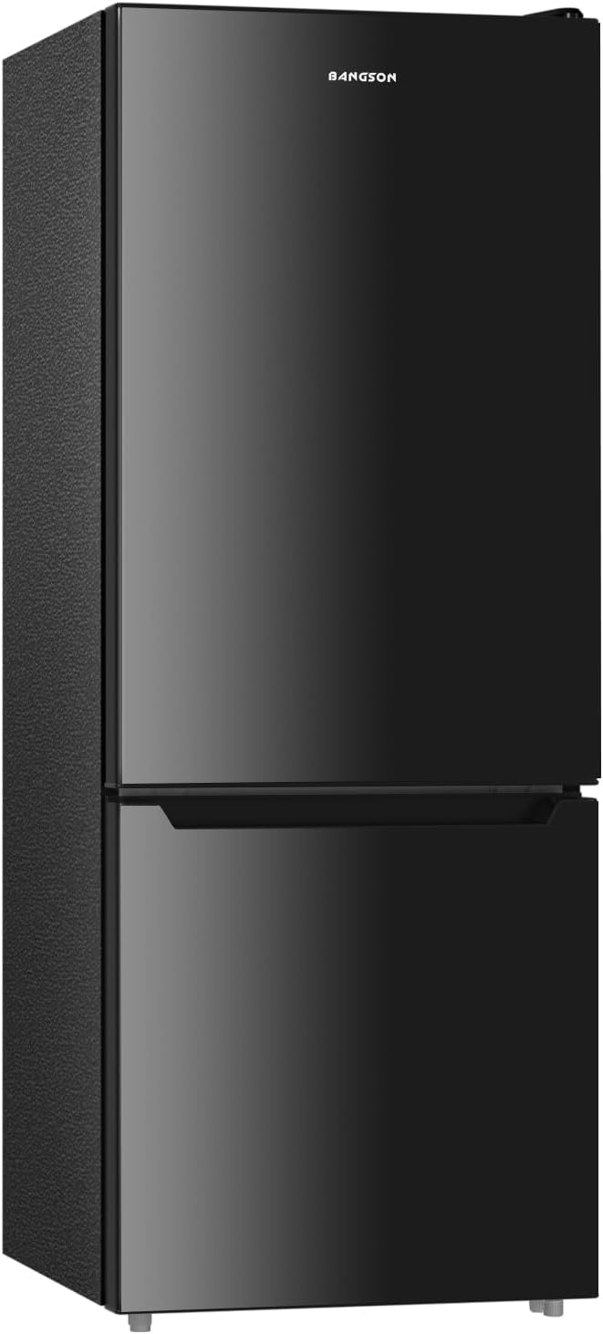 BANGSON 7.1 Cu.Ft Refrigerator with Freezer, Apartment Size Fridge with Bottom Freezer, Large Capacity, Energy Saving, Adjustable Thermostat, Low Noise, Black