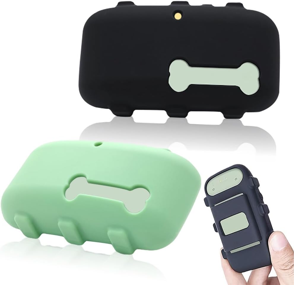 2 Pack Silicone Holder Compatible for Tractive XL GPS Tracker,Durable Accessories Cover Finder Anti-Scratch,Secure Sturdy case with Strap for Dog Pet Collar (Black,Green)