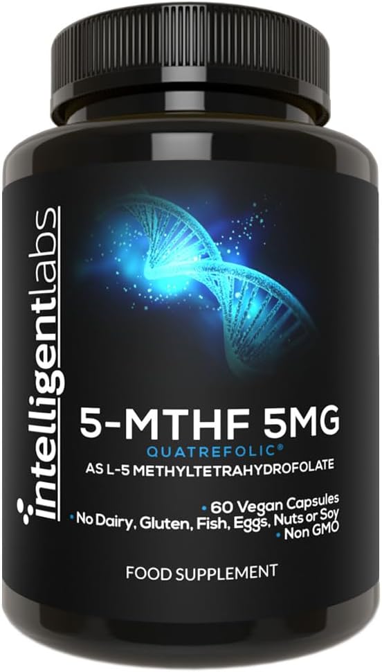 5MG L-5 MTHF by Intelligent Labs, L-5 Methylfolate Activated Folic Acid Supplement as Quatrefolic Acid, Activated Folate