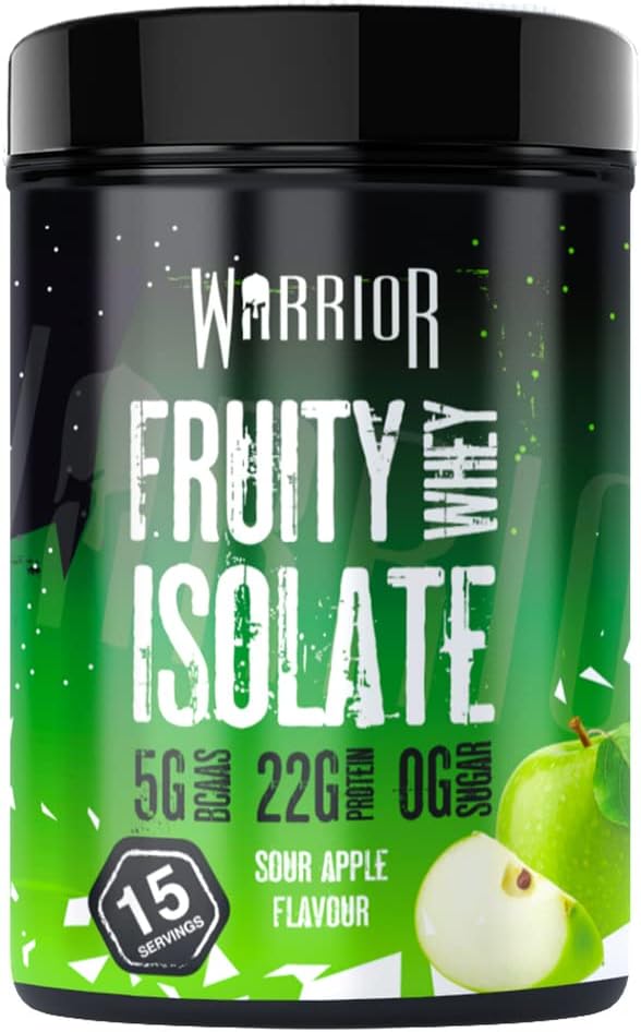 Warrior Fruity Clear Whey Isolate – Rapid Digesting Protein Powder – Refreshingly Fruit Flavoured Shakes – Easy to Drink & Consume Post Workout, Low Sugar, 15 Servings (Sour Apple, 375g)