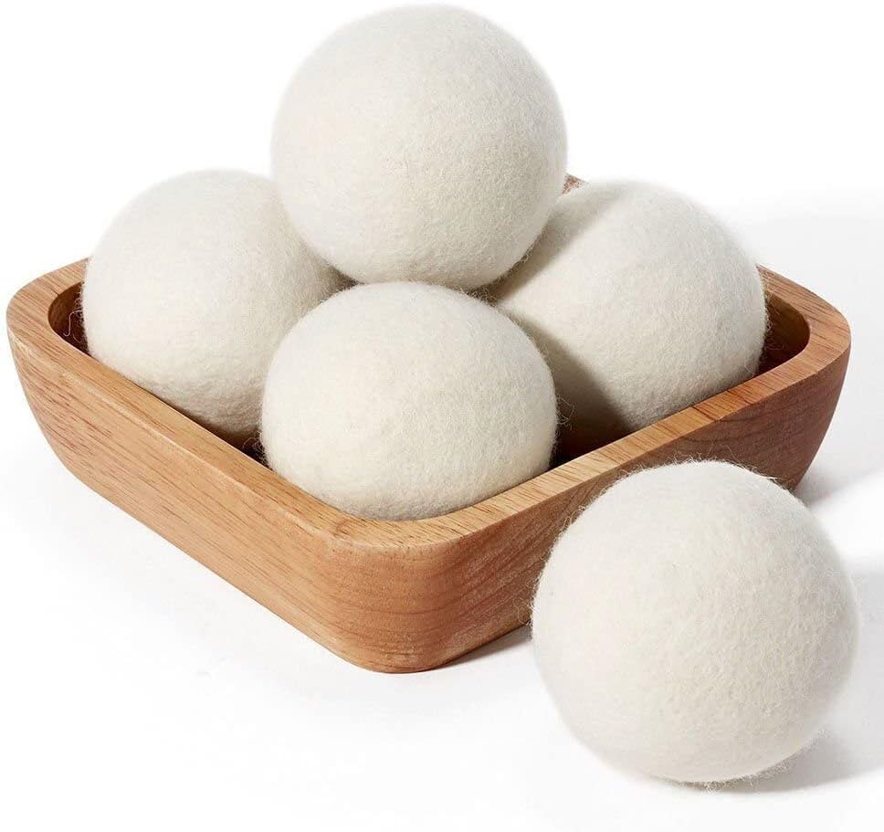 PalviHome Wool Dryer Balls (6 Pack), Tumble Dryer Balls for Laundry to Reduce Drying Time, Static Cling, and Wrinkles - Natural Fabric Softener - Hand Made and Reusable - (Large)