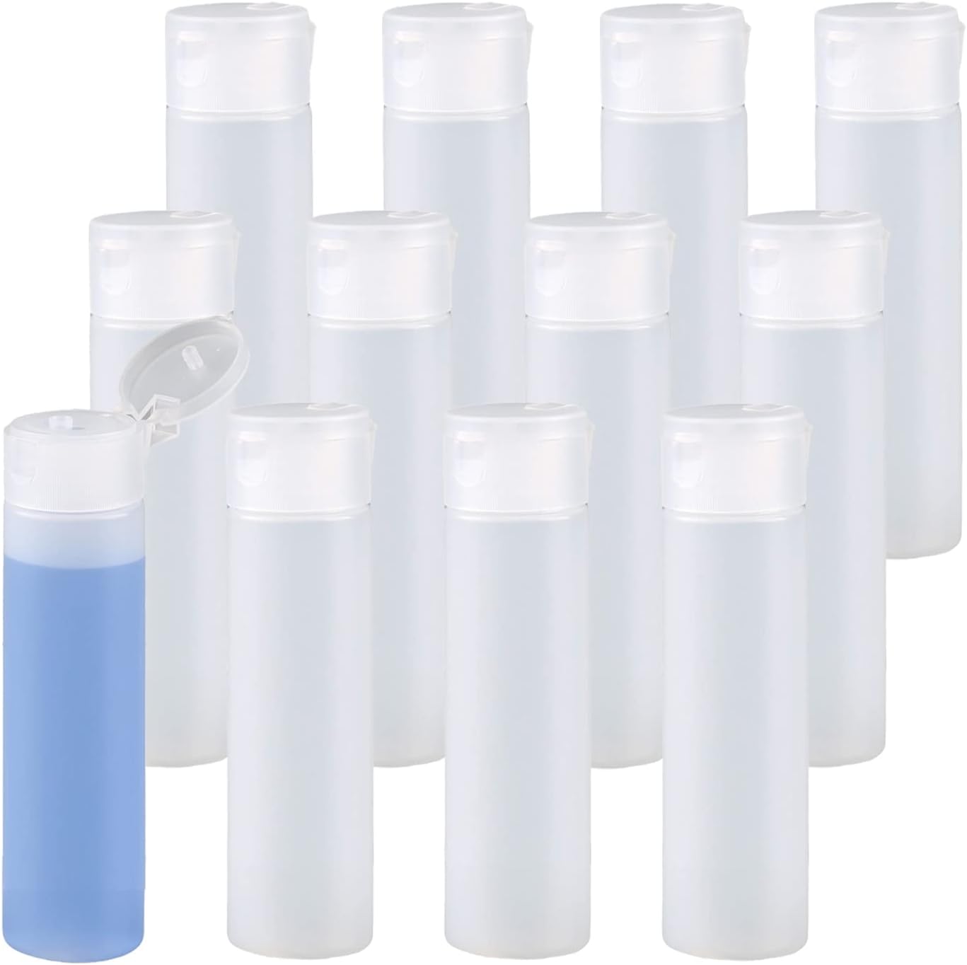 ZEOABSY 24 Pieces Empty 18ml Squeezable Translucent Flip Cap Plastic HDPE Bottles, Travel Soft Squeeze Cosmetic Tubes with Flip Top Screw Caps for Shampoo Soap Toner Refillable Containers
