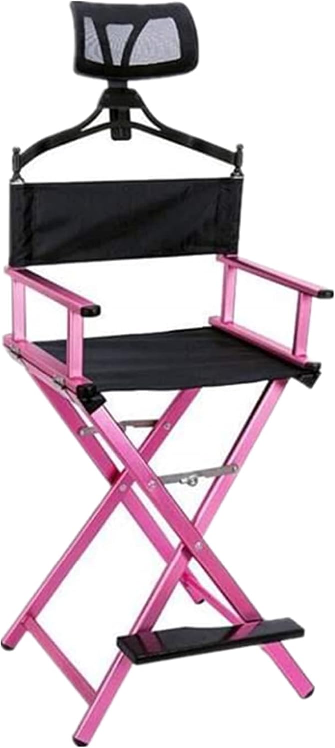 ONFSZCKB Makeup Artist Chair,Professional Outdoor Folding Makeup Artist Chair with Headrest and Footrest Portable Aluminum High Director's Chair for Camping Lawn and Movie Sets Lightweight and (Color