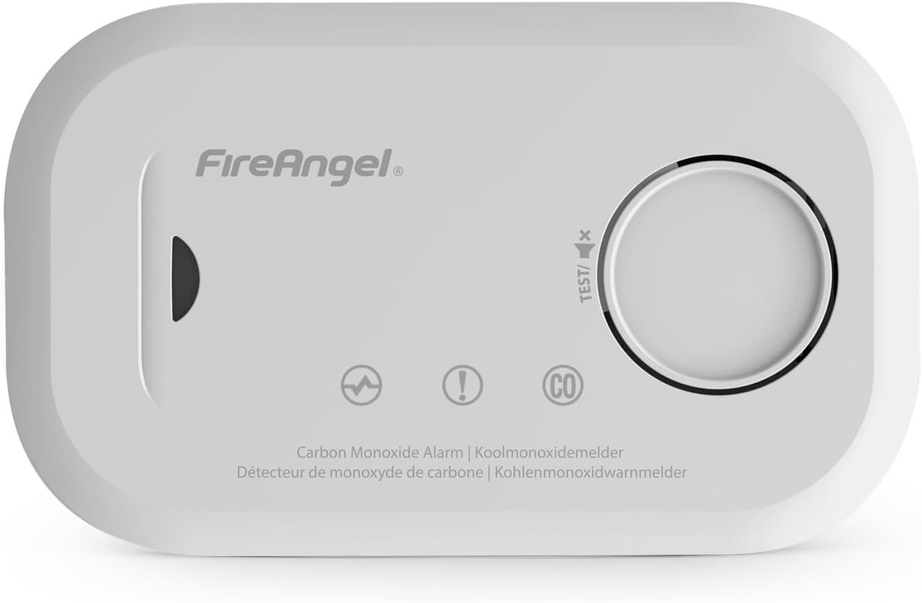 FireAngel Carbon Monoxide Alarm and Detector - FA6813 10-Year Sensor Life CO Alarm for Home with AA Batteries - Travel, Portable Carbon Monoxide Detector - CO Detector Monitor with Test Button, Single