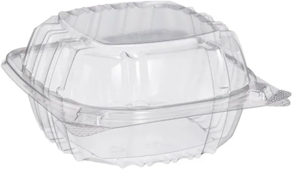 Basic Clear Plastic 6" x 6" Square Clamshell Take Out Containers (Pack of 100) for Baked Goods, Salad, Cookies, Cake, Dessert, Pastries, Sandwiches
