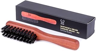 ZEUS Boar Bristle Beard & Mustache Handled Brush for Men, Soft Bristles, Travel Beard Care Brush with Handle (Made in Germany) J92