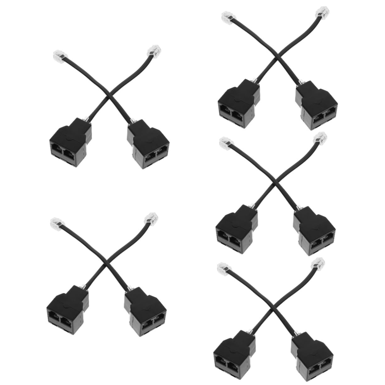 HOMSFOU 10pcs Splitter Adapter Phone Cable Adapter for Landline Telephone to Converter