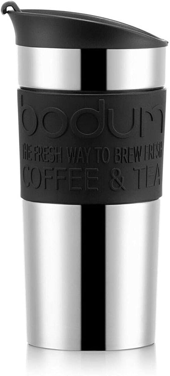 Bodum 11068-01 Travel Mug Vacuum with flip top lid, Black, Small, 0.35 l, 12 oz, Pack of 1