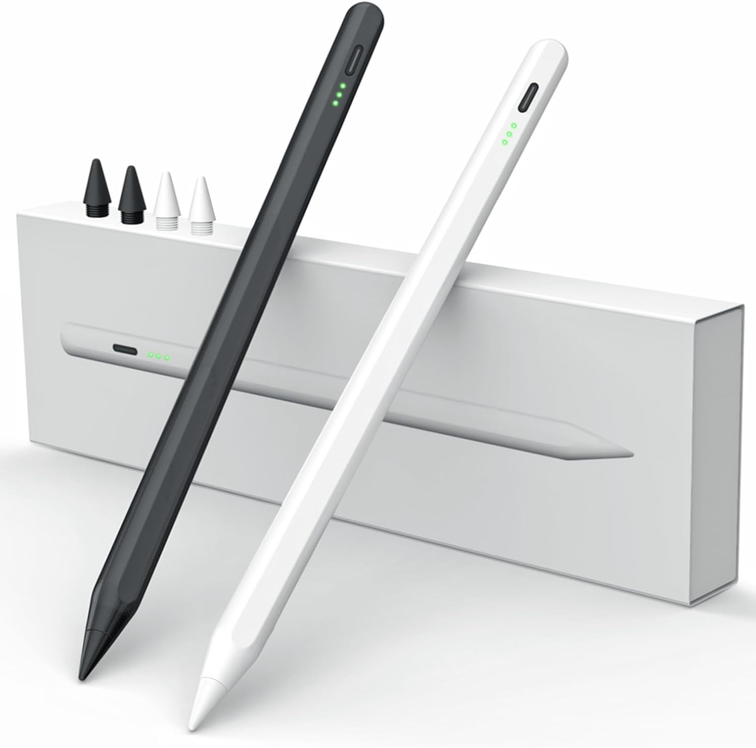 Stylus Pen for iPad W/Palm Rejection Tilt Sensor,13Mins Fully Charged,MEKO Active Apple Pencil Compatible W/iPad 6/7/8/9/10,Pro12.9/11"/M4,Air3/4/5/6,mini5/6(White/Black)