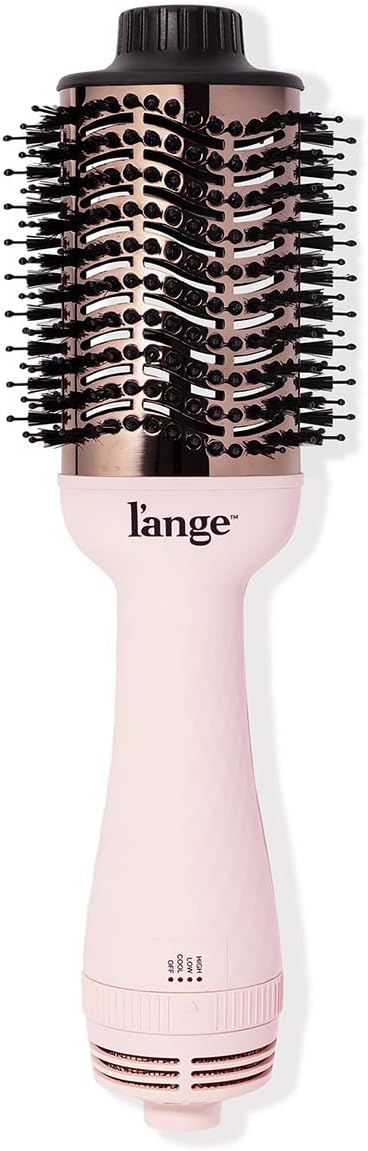 L'ANGE HAIR Le Volume 2-in-1 Titanium Brush Dryer Blush | 75MM Hot Air Blow Dryer Brush in One with Oval Barrel | Hair Styler for Smooth, Frizz-Free Results for All Hair Types, 1.0 count