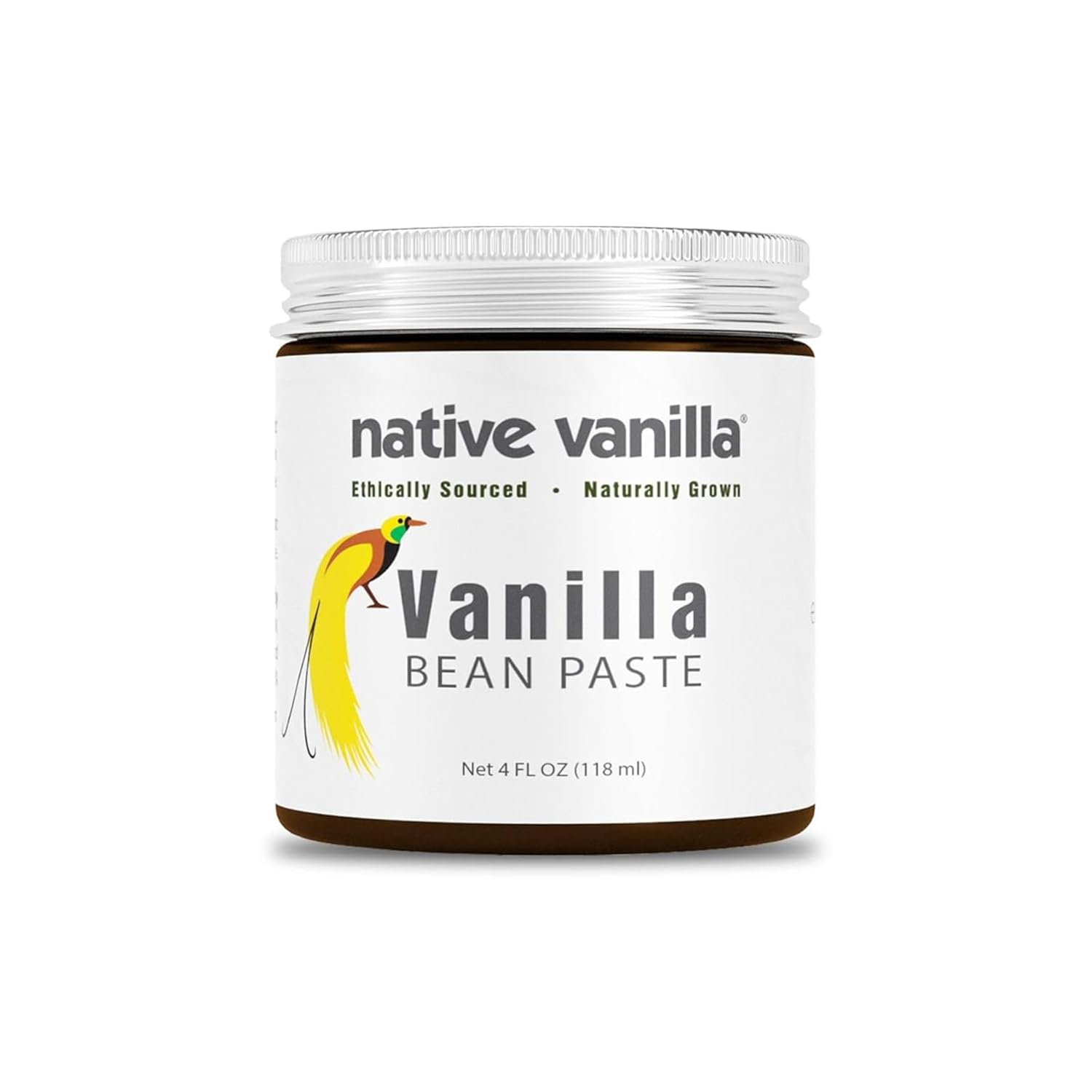 Vanilla Bean Paste - Native Vanilla - All Natural Pure Vanilla Bean Paste - Made with Organic Agave Syrup - For Cooking, Baking & Desserts - 100% Vegan & Kosher - Non-GMO & Gluten-Free - 4 oz