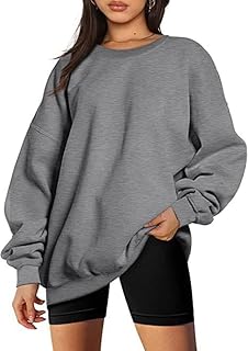 Womens Oversized Sweatshirts Fleece Crew Neck Long Sleeve Pullover Comfy Casual Hoodie Tops Fall Winter Clothes