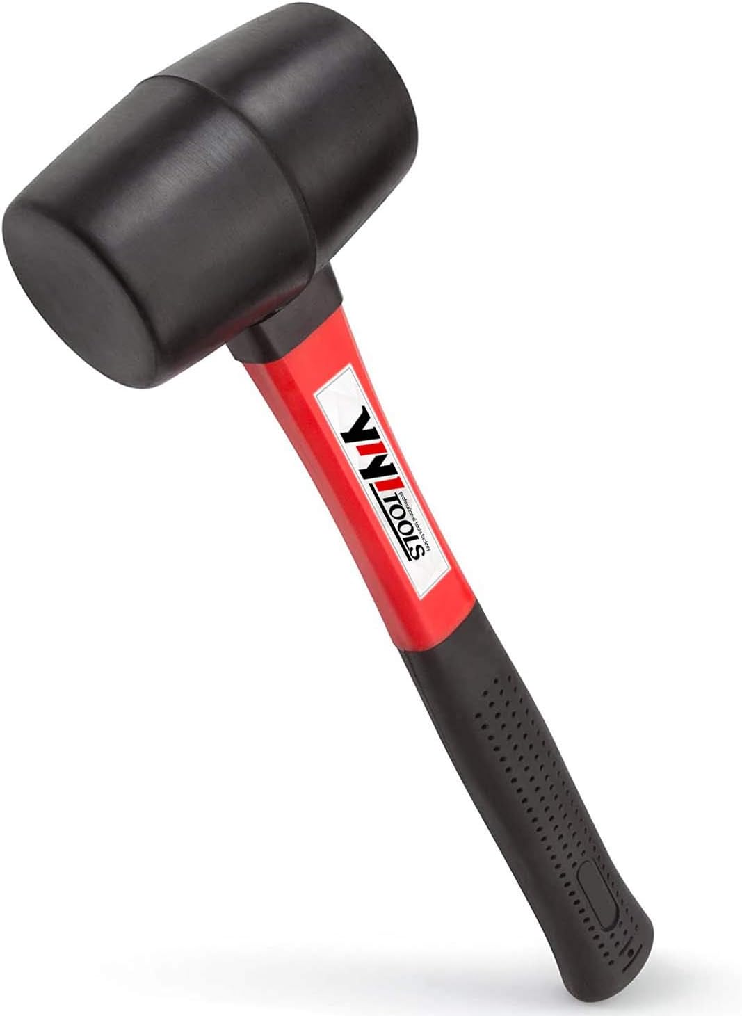 YIYITOOLS YY-2-005 Rubber Mallet Hammer with Fiberglass Handle–16-oz, Black