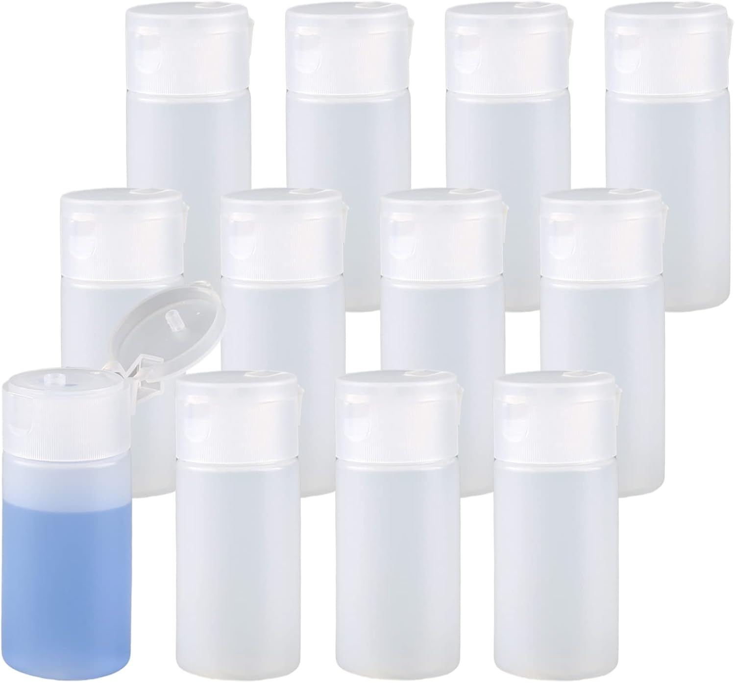 ZEOABSY 12 Pieces Empty 30ml Squeezable Translucent Flip Cap Plastic HDPE Bottles, Travel Soft Squeeze Cosmetic Tubes with Flip Top Screw Caps for Shampoo Soap Toner Refillable Containers