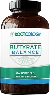 Rootcology Butyrate Balance - Postbiotic Promoter of Gut and Immune Health - Tributyrin for Healthy Bowel Function and Regularity (60 Capsules)