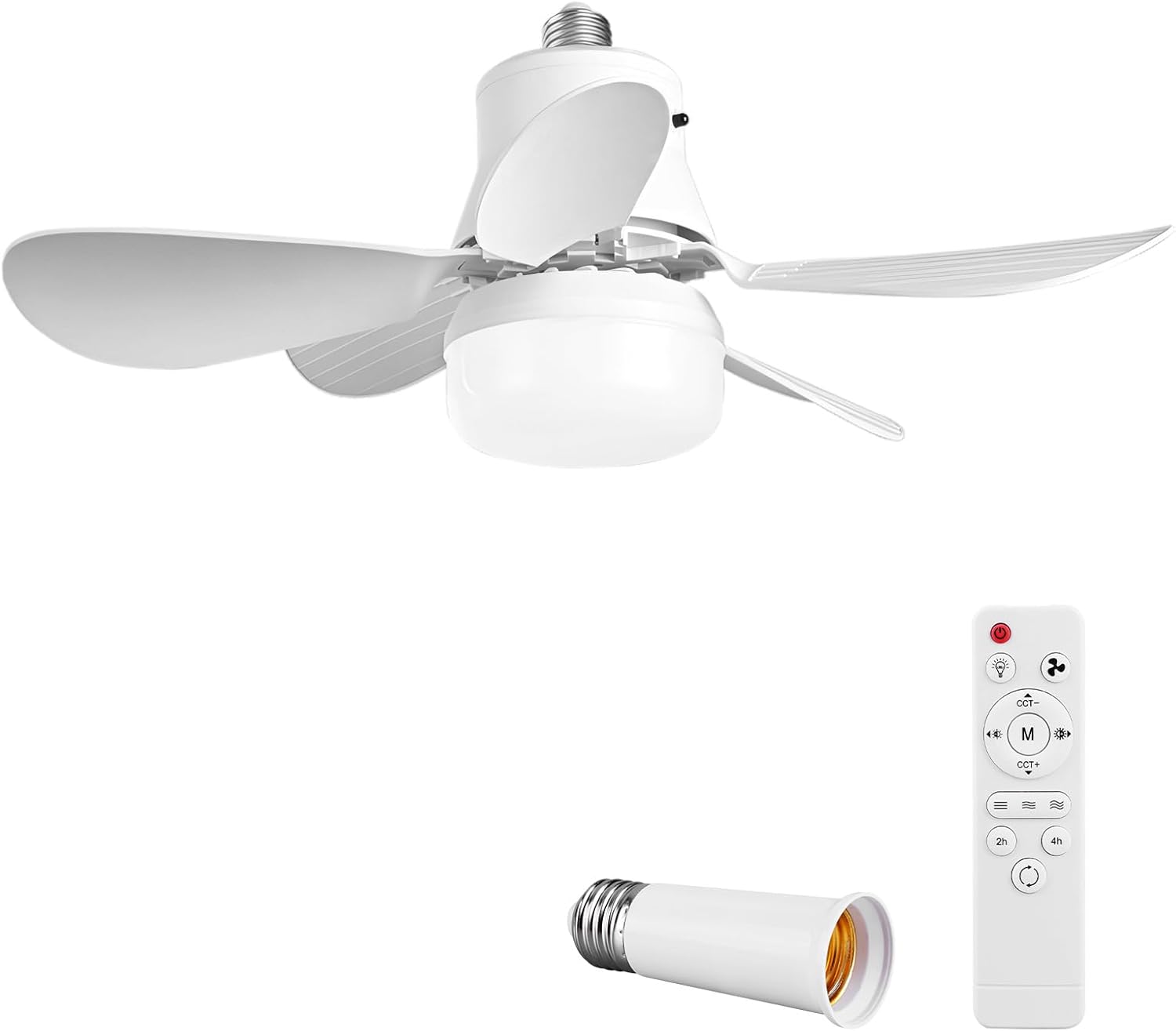 CRGANGZY Ceiling Fan with Light Socket Fan Light Low Noise for Dining Room (52cm Round) (D)