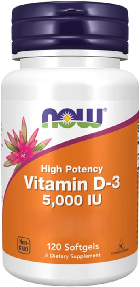Now Foods, Vitamin D3 Depot, 5000 IU, 1 Capsule Every 5 Days, Cholecalciferol from Lanolin, 120 Softgels, Lab-Tested, Gluten-Free, Soy-Free, GMO-Free