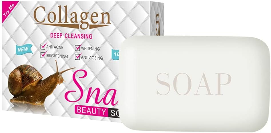 Allbestaye Snail Essence Soap, Collagen Eliminates Wrinkles Remove Acne Scar Anti Aging Face Care Cleansing Soap (Soap)