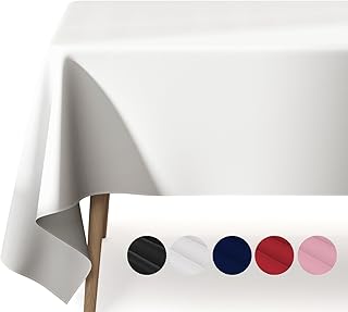 Pureegg Table Cloth - Polyester Table Cloth for Rectangle Table, 60''x102'' Tablecloth, Decorative Tablecloths for Parties, Dinings, Picnics, Washable & Ironable, White