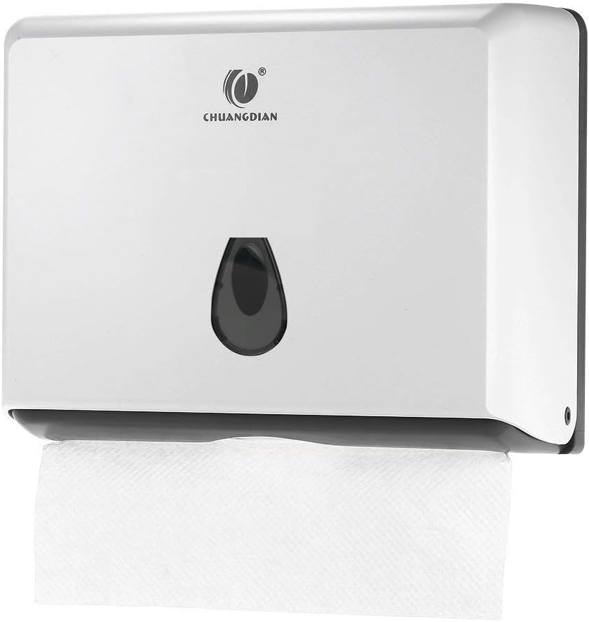 CHUANGDIAN Multifold Paper Towel Dispenser Wall-Mounted Bathroom Tissue Dispenser for Business Commercial Use (White)