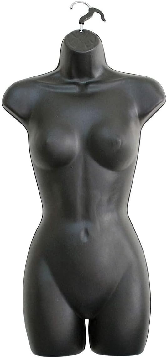 D.I.L Adult Female Full Size Hanging Body Form Display Mannequin Body Form Mannequin Display Form (Black)