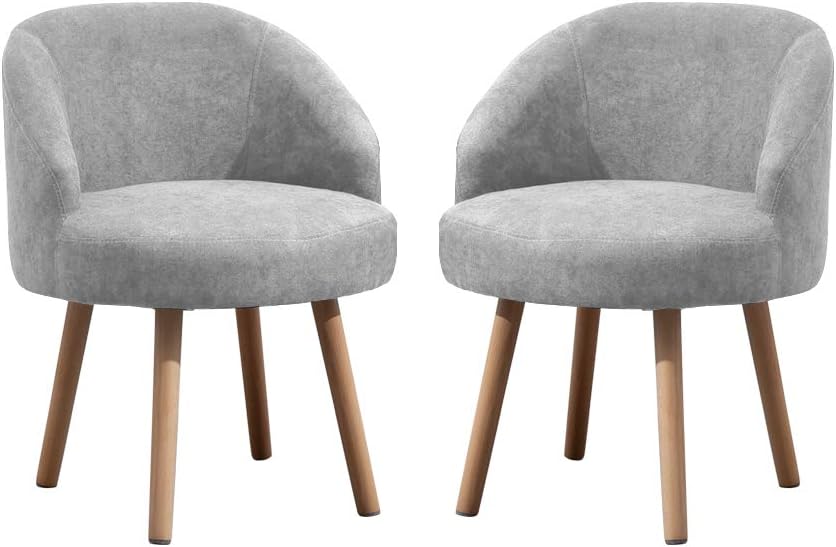NICEME Small Tub Chair Set of 2 Lounge Sofa Side Chair Linen Fabric Armchair for Small Space Bedroom Chairs Leisure Occasional Chairs for Living Room, Office Reception Balcony (Grey)