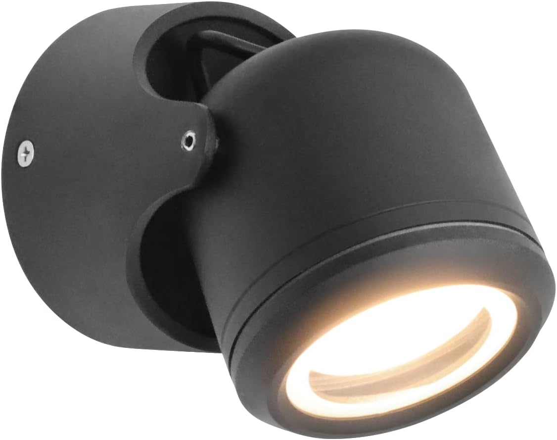 GU10 Black Outdoor Wall Light Adjustable IP54 External Directional Spot Lamp (ZLC371B Single)