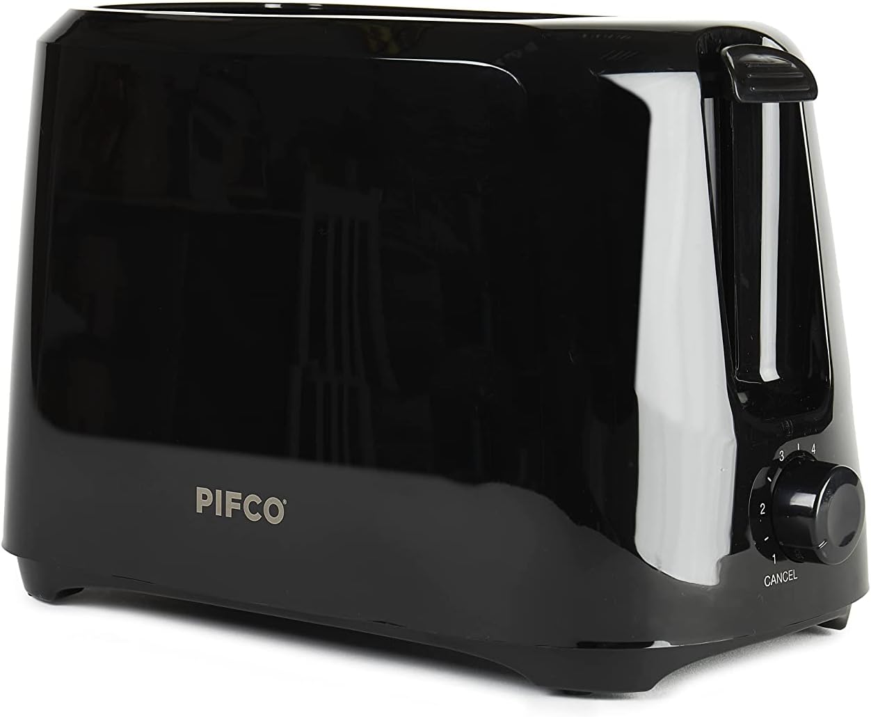 PIFCO® Black Toaster 2 Slice - 700W - 6 Browning Controls & Anti-Jam Function - Compact Design 2 Slice Toaster - Easy to Clean with Removable Crumbs Tray
