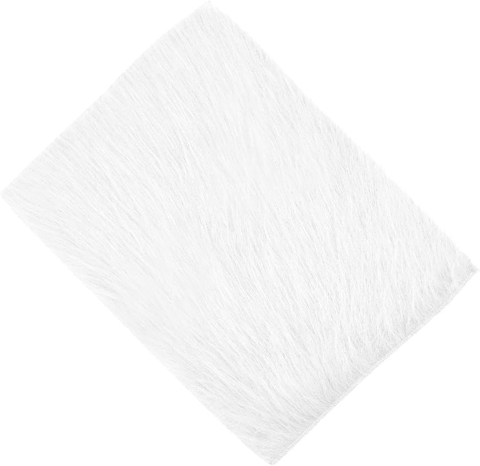 CREATCABIN Faux Fur Plush Cushion Rectangle Fluffy Plush Small Area Rug Photo Background Cloth Photo Props for DIY Crafts Tabletop Photography Product Display Jewelry Home Decor White 19.6x15.7 Inch