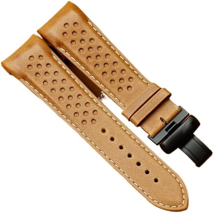 dongriuk Arc-shaped End Watch band For Mido M025 M025407A Men's Vintage Leather Watch Strap With Breathable Holes