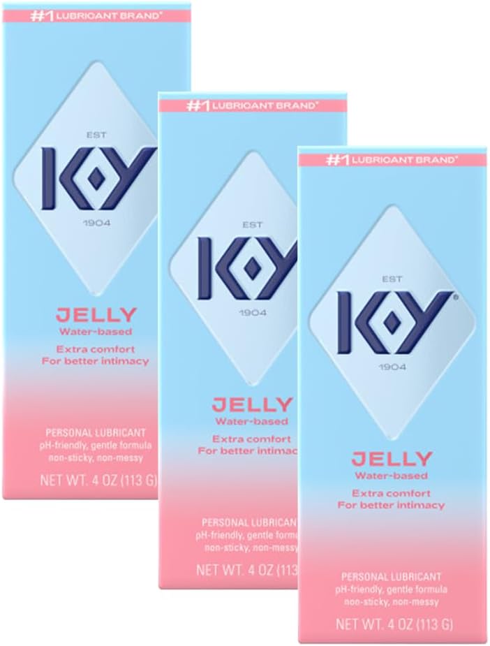 K-Y Jelly Classic Water-Based Body Friendly Formula 4 Fl Oz. Personal Lubricant for Wetter Sex for Men, Women and Couples & Safe to Use with Latex Condoms (3 Pack)