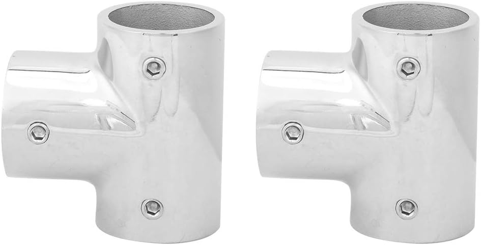 CHICIRIS 2 Pcs 3 Way Pipe Fitting, 316 Stainless Steel 25mm 1 inch 90 Degree Tee Right Side Pipe for Industry Home (Silver)