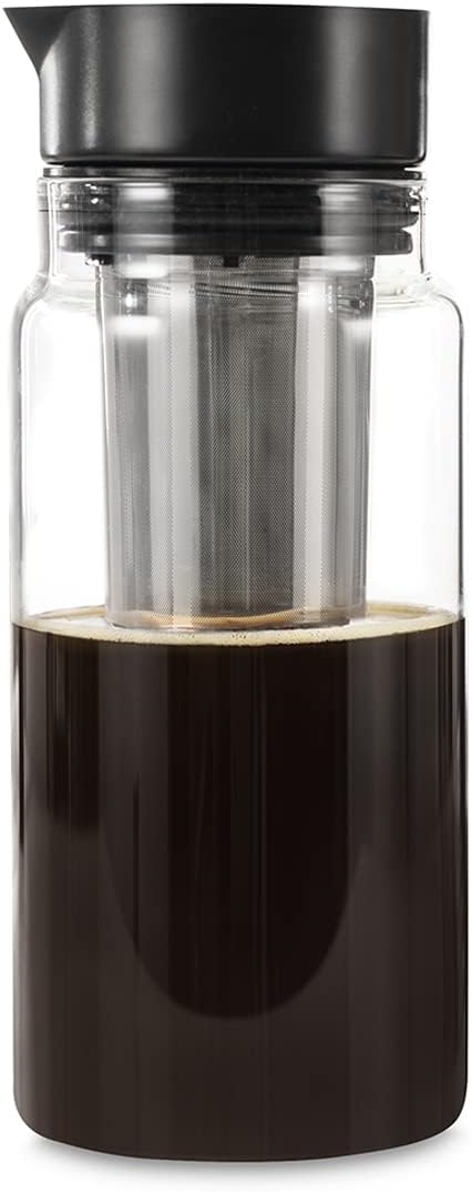 Hama Xavax Cold Brew Coffee Maker 1 Litre | Coffee Pot/Teapot with Removable Strainer Insert | Glass Jug for Cold Brew Coffee | Glass Jug 1000 ml | Transparent/Black