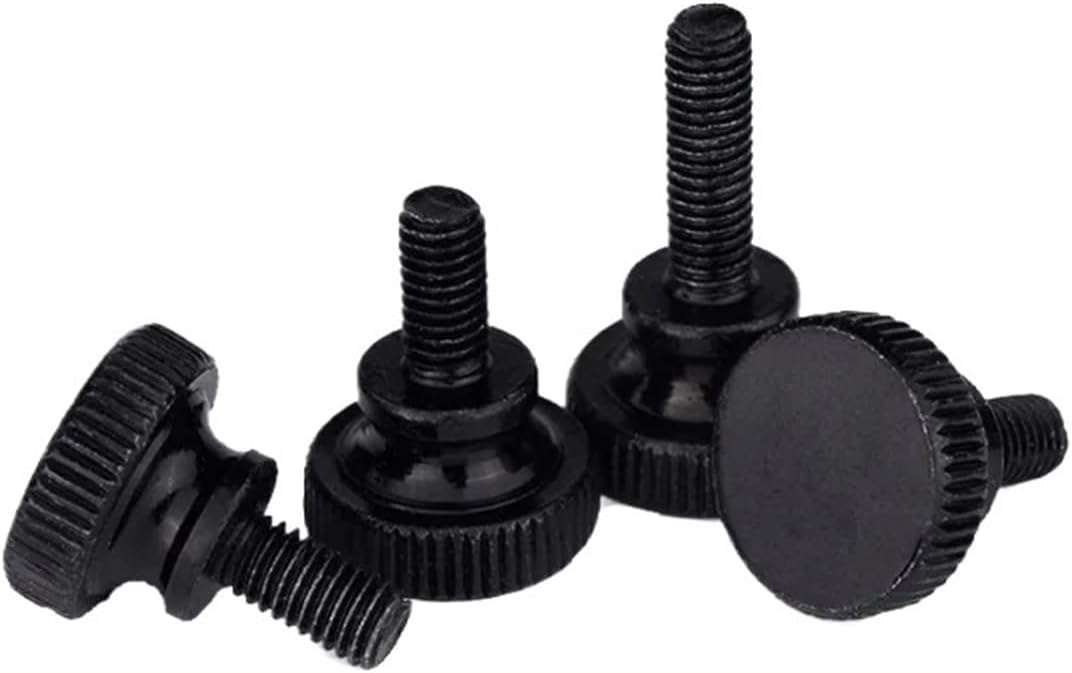 Yjin Store M3 M4 M5 M6 M8 M10 BG834 Black Carbon Steel Knurling Head Thumb Bolts High Step Head Hand Tighten Thumb Screws(M3x12mm 20pcs)