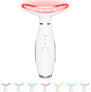 7 Color Neck Face Massager - Facial Massager Tool for Skin Care at Home, Vibrating Face Massager with Thermals, Galvanic Machines White