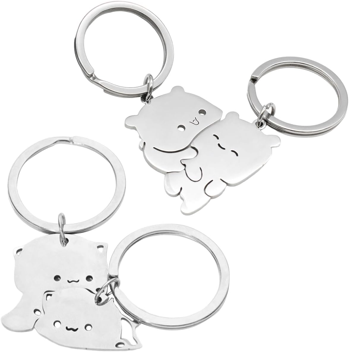 2 Pairs Of Spliced ​​Keychains, Creative Stainless Steel Keychains, Panda Pendant Keychains, Couple Keychains, Interesting Pendants