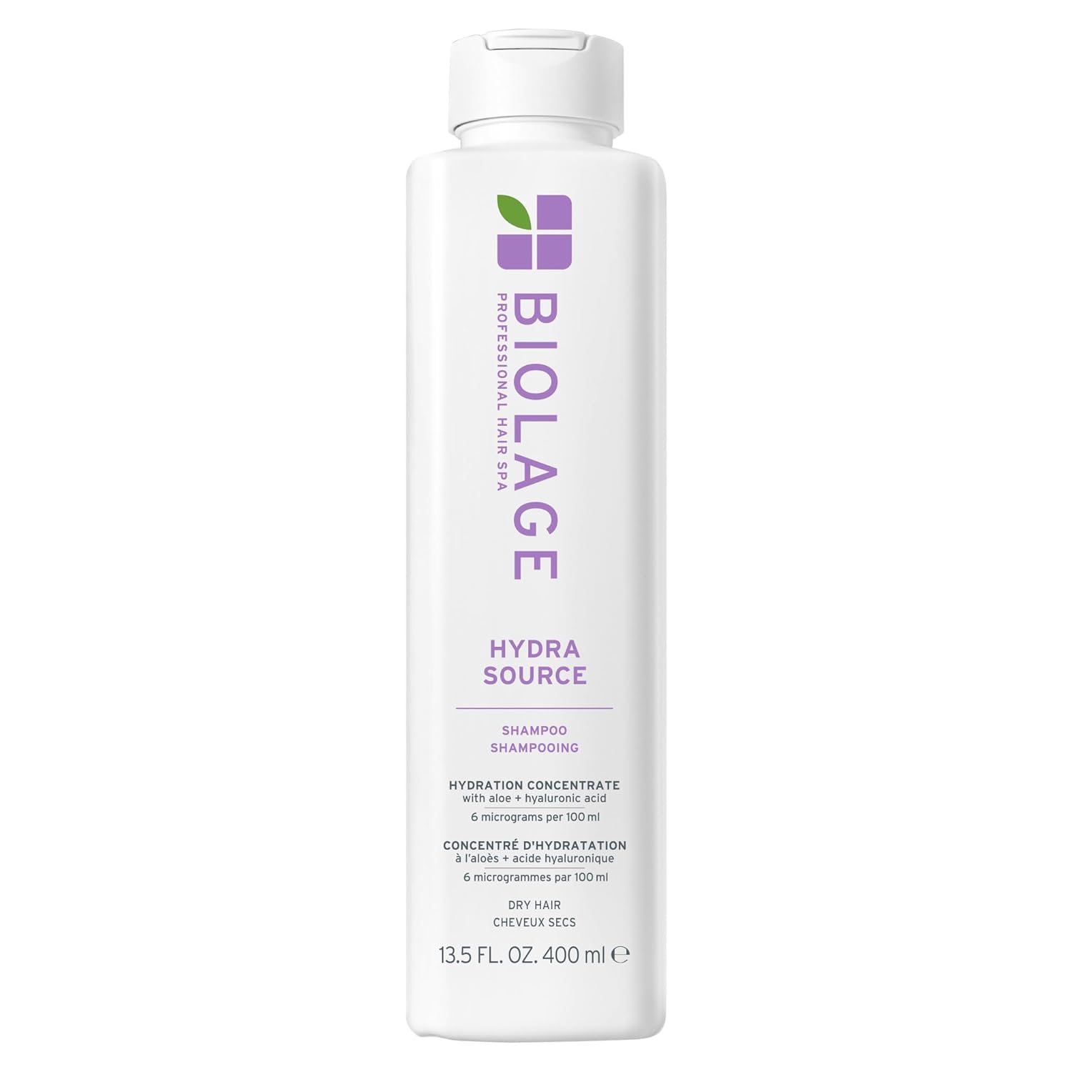 Biolage Hydra Source Shampoo - Softens & Adds Shine, For Dry Hair, Infused with Micro-Filtered Aloe Vera & Fermented Hyaluronic Acid, Vegan & Paraben-Free, Packaging May Vary