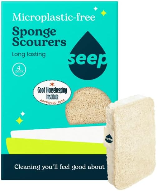 Seep Eco Sponges Washing Up - 4 Pack Multipack Compostable Kitchen Sponge - Cleaning Sponges Made Using Loofah - Sponge Scourer