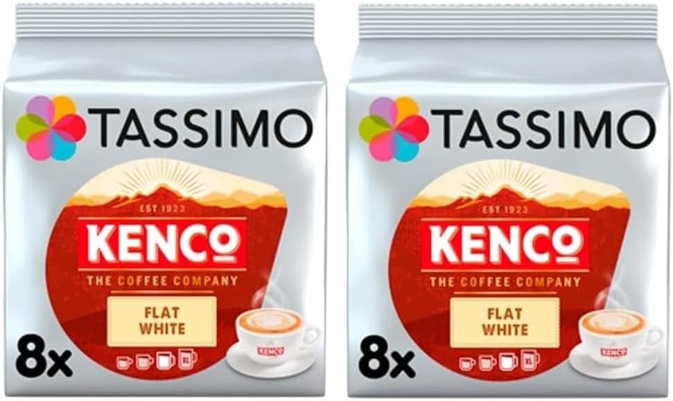 Tassimo Kenco Flat White Coffee Pods x8 (Pack of 2, Total 16 Pods)