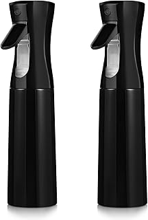 Continuous Spray Bottle for Hair (10.1oz/300ml) 2 Pack Mister Spray Bottles for Cleaning Empty Ultra Fine Water Mist Sprayer for Hairstyling Plant Garden Curly Hair Etc (Black)