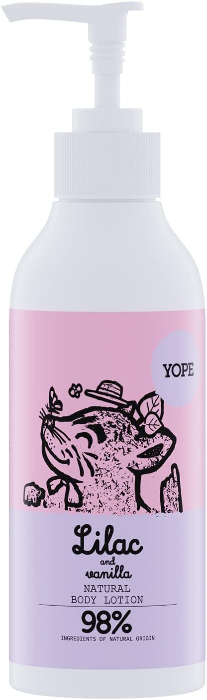 YOPE Natural Body Lotion | Vanilla Extract | Lilac Hydrolate |Manoi and Almond Oil | Shea Butter | Dry Skin | Mositursing | 98% Natural ingredients | Lilac and Vanila 300ml