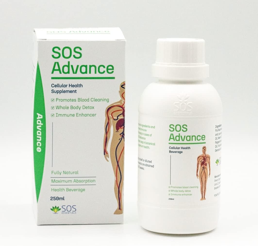 SOS Advance Blood Cleanser: Fully Natural Detox Supplement with Essential Oils – Immune Enhancer, Antibacterial, Antiviral, Antifungal Formula for Whole-Body Detox, Non-Toxic, Carcinogen-Free