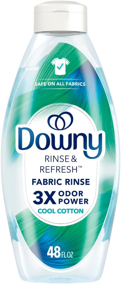 Downy Rinse & Refresh Laundry Odor Remover And Fabric Softener, Cool Cotton, 48 Fl Oz, HE Compatible Laundry Sanitizer, Safe On All Fabrics, Downy Fabric Softener, Liquid Fabric Softener
