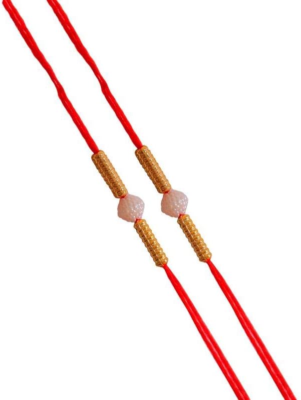Designer White Bead Rakhi(Pack of 2)