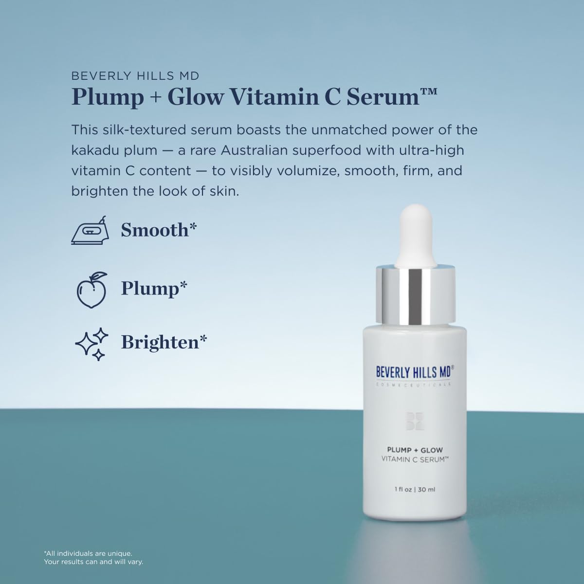 Plump + Glow Vitamin C Serum for Aging Skin- Plumping Anti Wrinkle Lines Formula - Smooth, Firm, Brighten Skin w/Kakadu Plum, Niacinamide, Pomegranate Oil, Red Algae Extracts