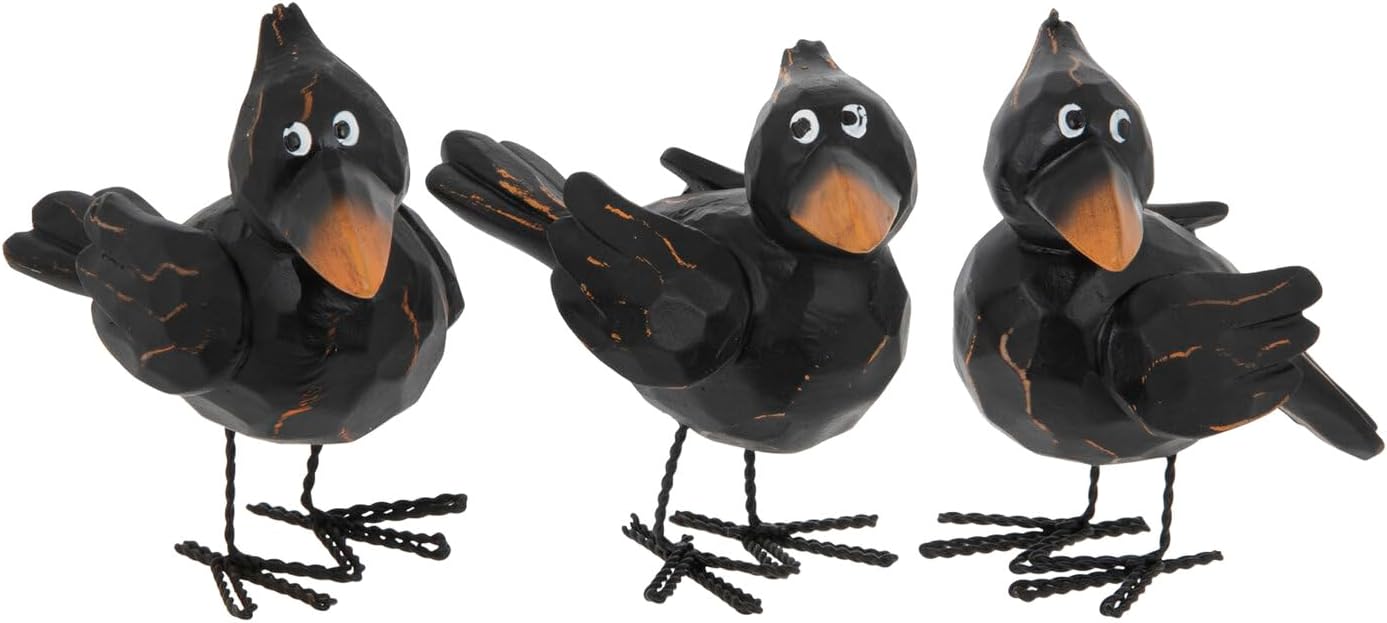 Hobby Lobby Black Carved Crows Figurines